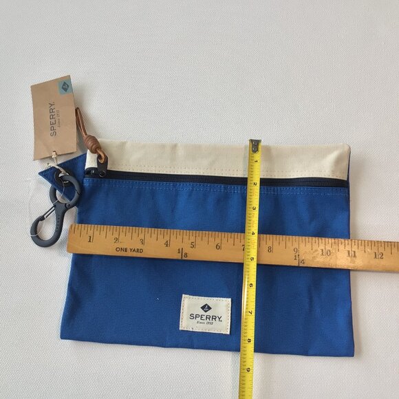 NWT Sperry Large Tote Bag & Pouch Set Canvas Blue & Natural - Picture 10 of 14